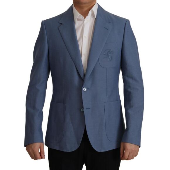 Dolce & Gabbana Blue Single Breasted Logo Blazer Men's Jacket